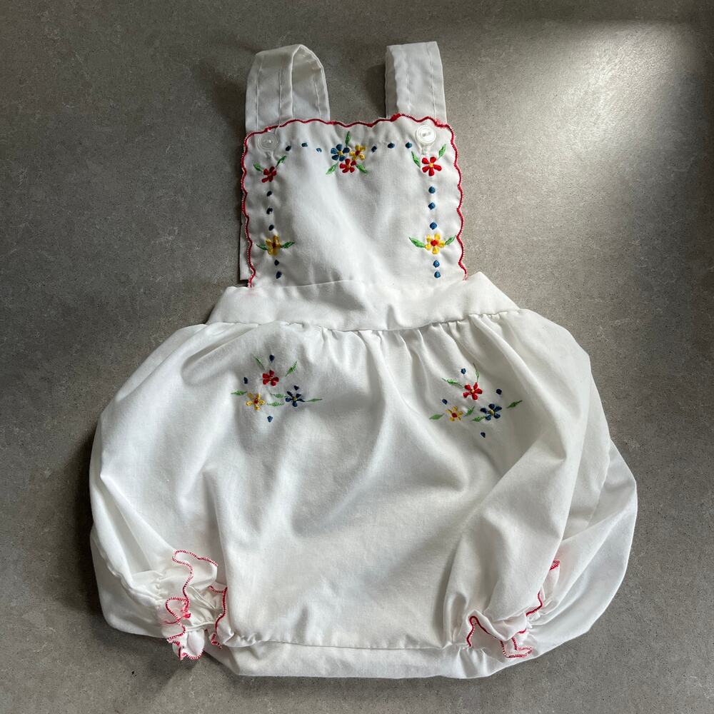 Vintage Baby Girl Cradle Togs Bubble Romper Embroidery 6 months